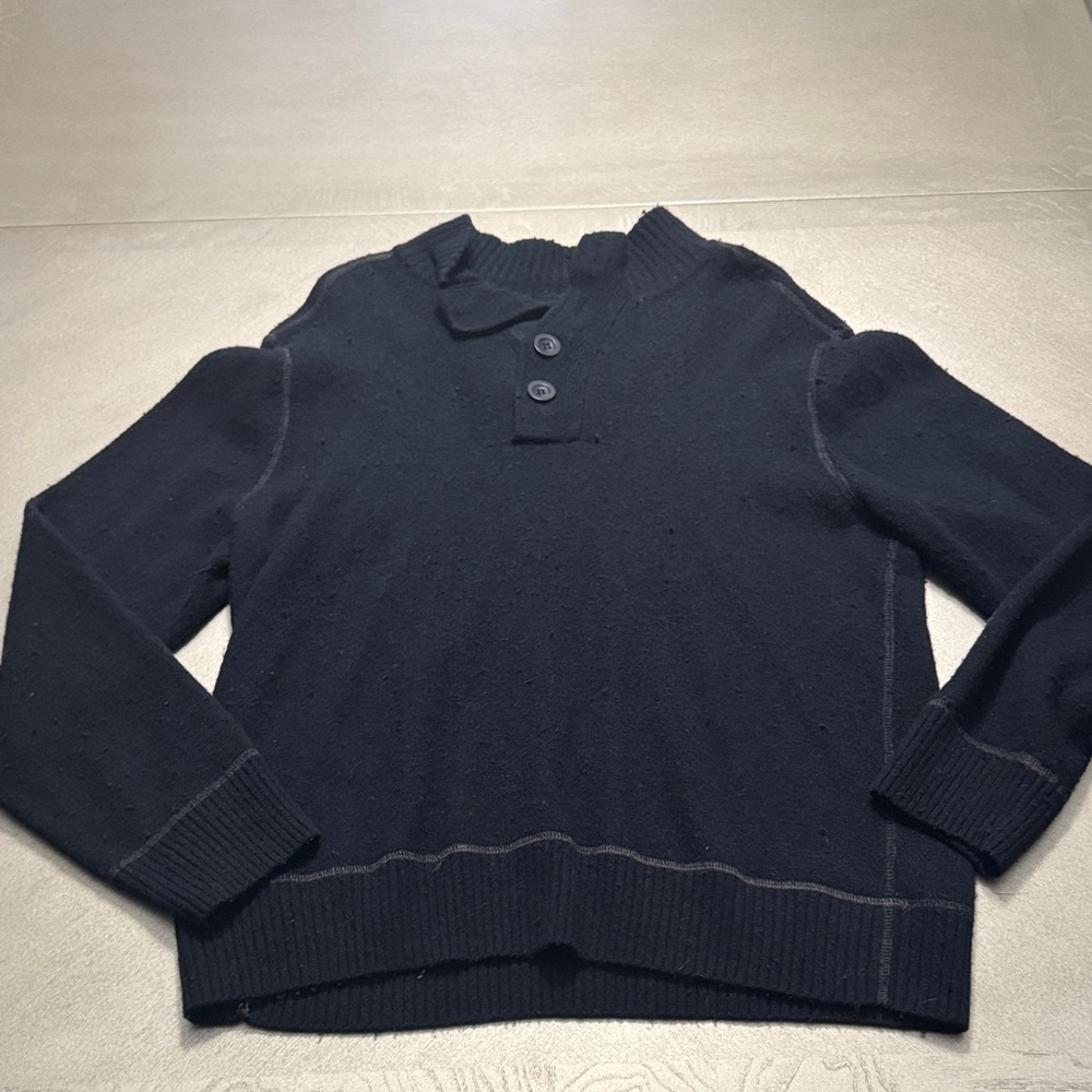 Men's Classic Black Buttoned Crewneck Sweater
